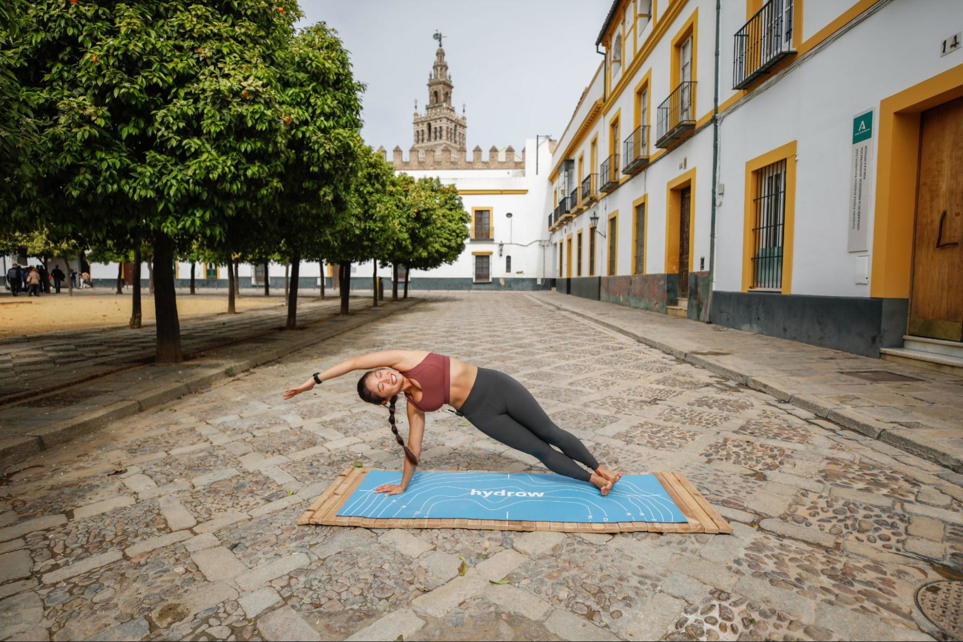Woman does a Pilates workout.