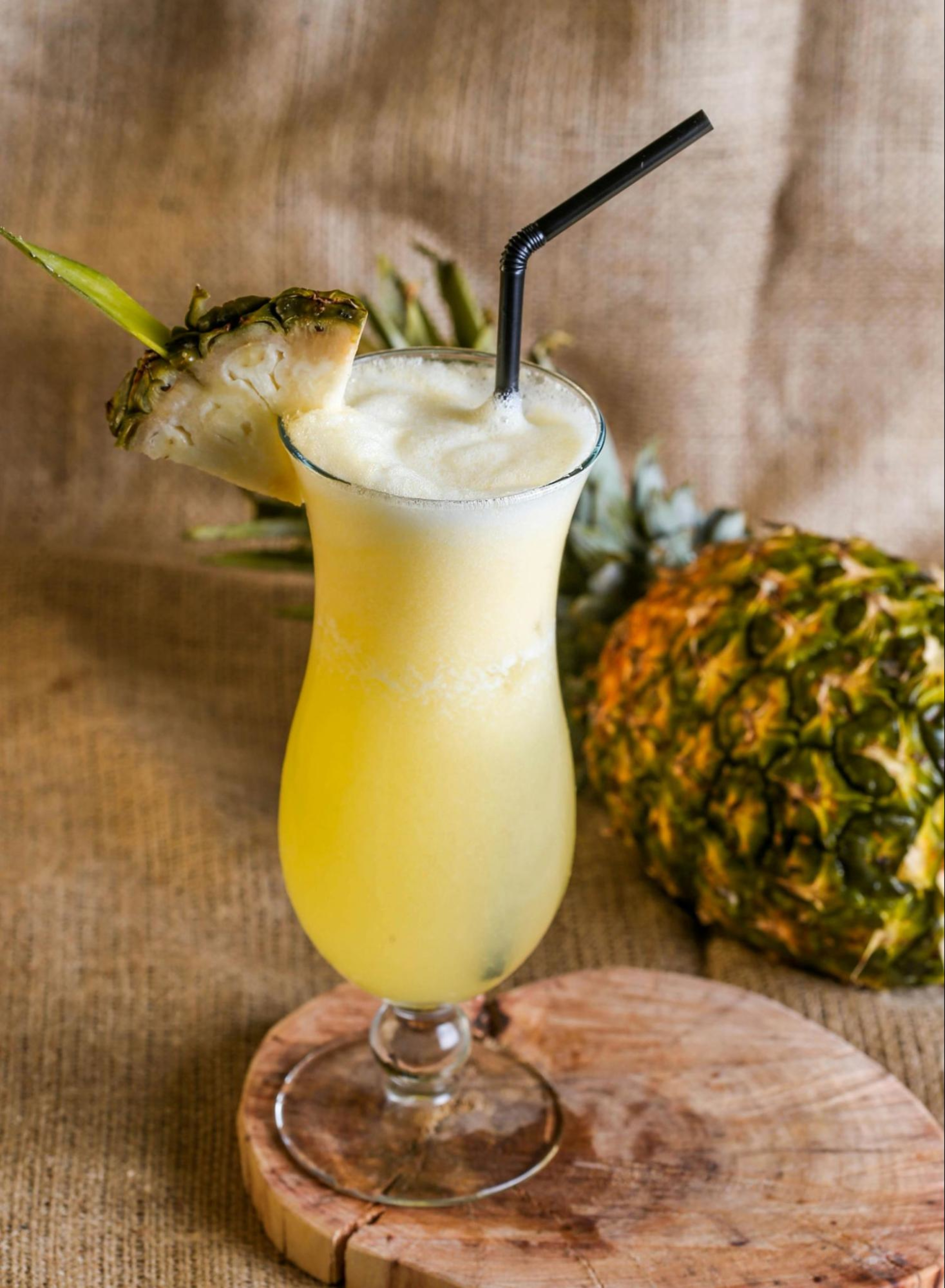 A virgin piña colada, , an easy mocktail recipe for Dry January.