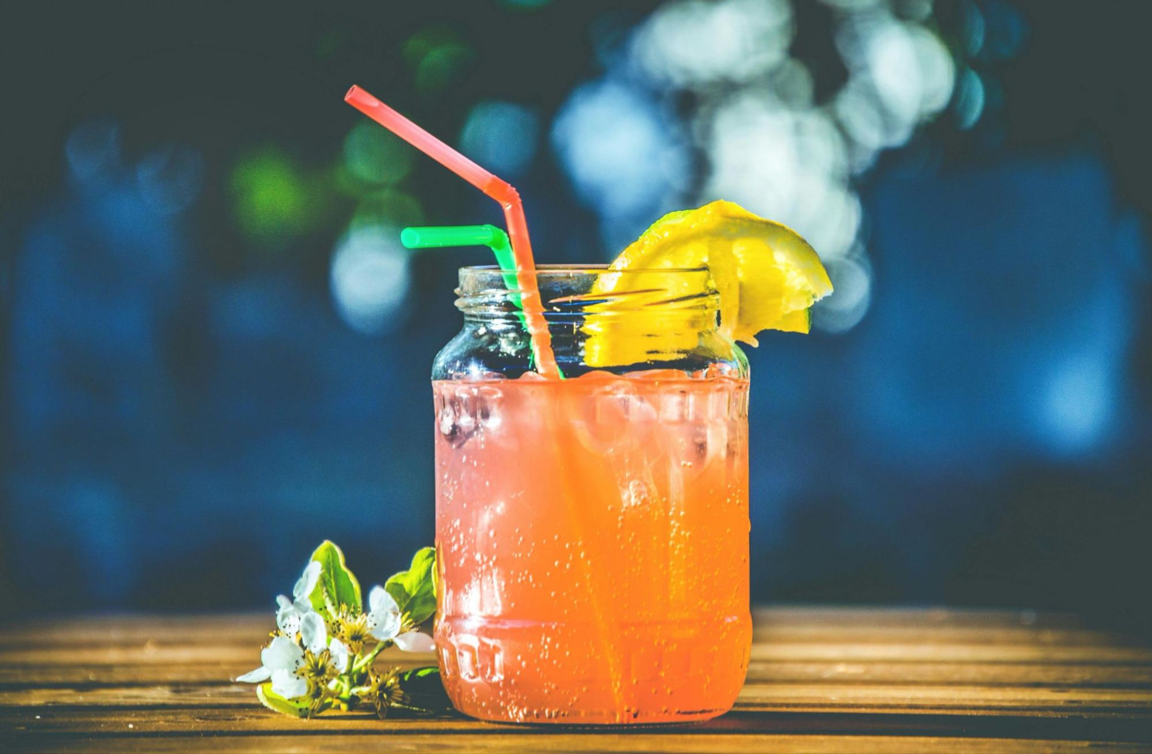 A colorful mocktail made with an easy mocktail recipe to try during Dry January.
