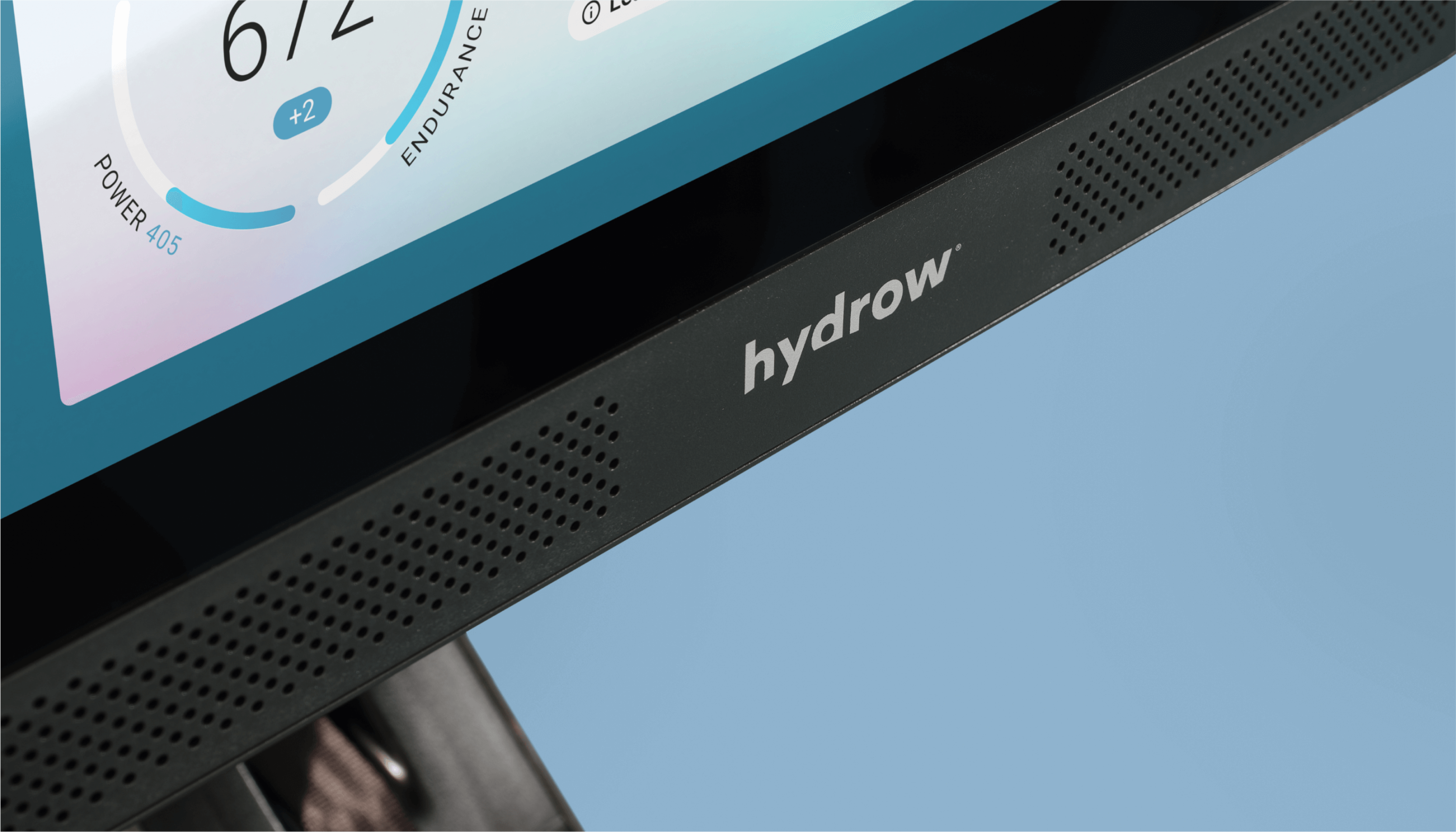 The screen of a Hydrow rowing machine.