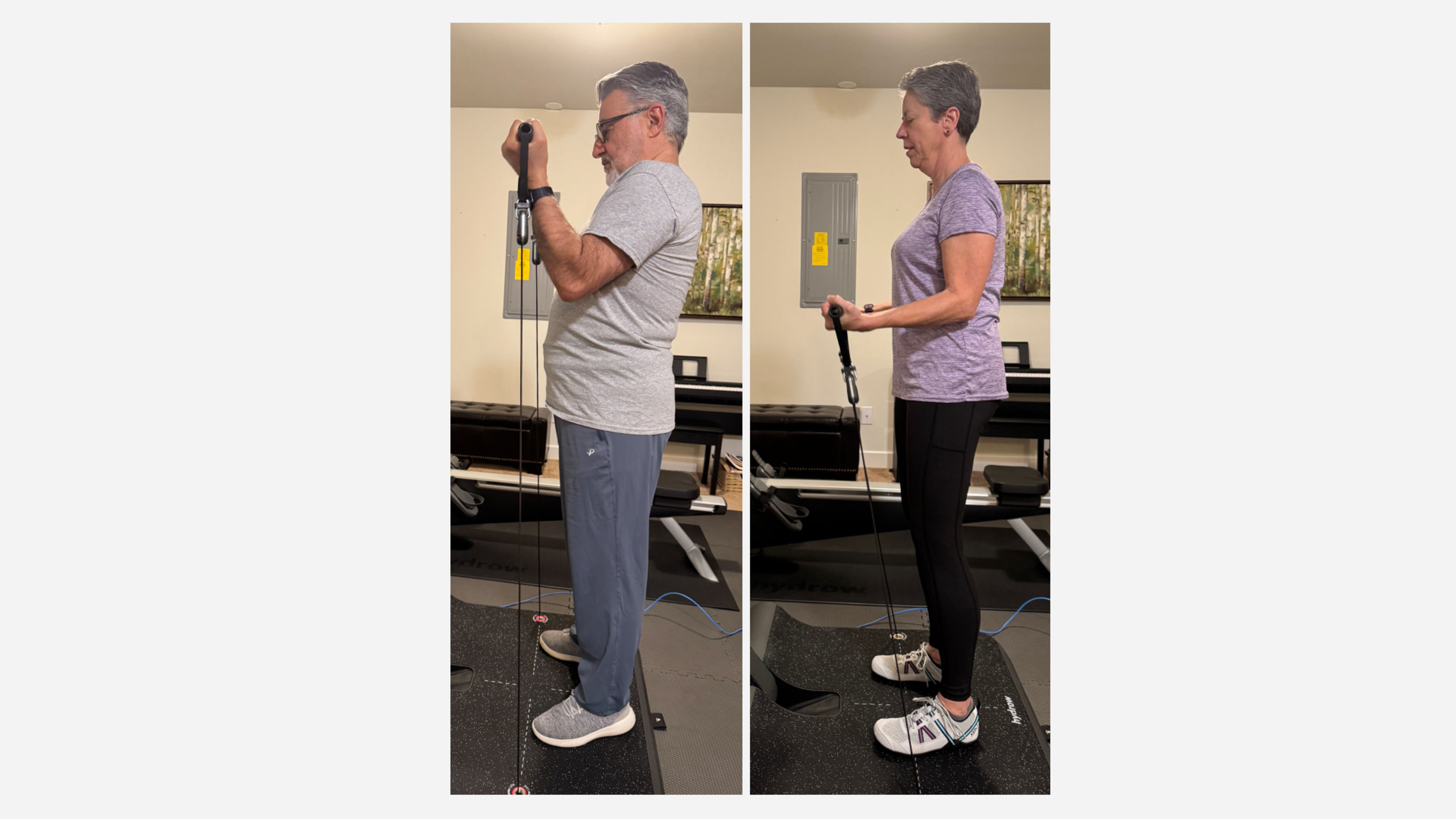 Steve and Becky Hooman work out on their LYQUID strength platforms at home.