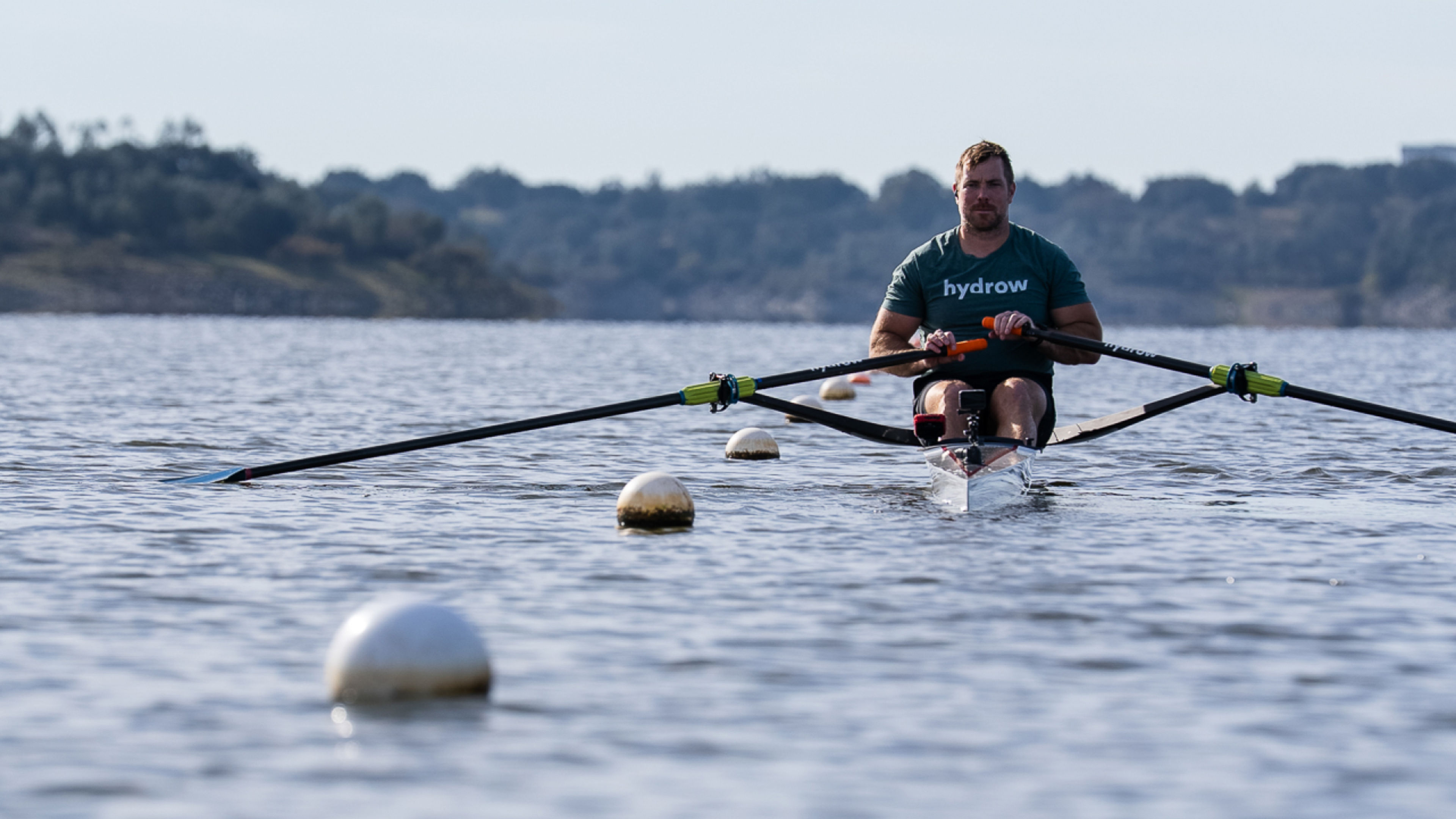 Hydrow Athlete James leads a workout in Avis, Portugal.