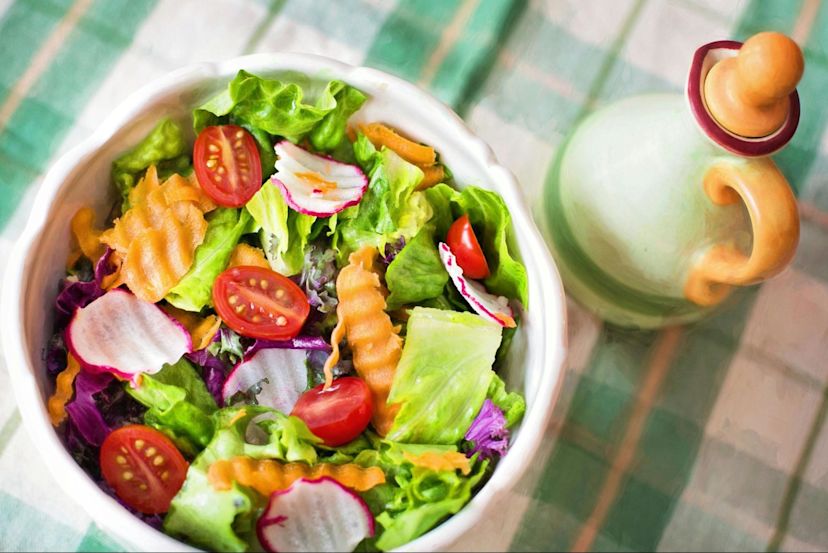 A salad with olive oil.