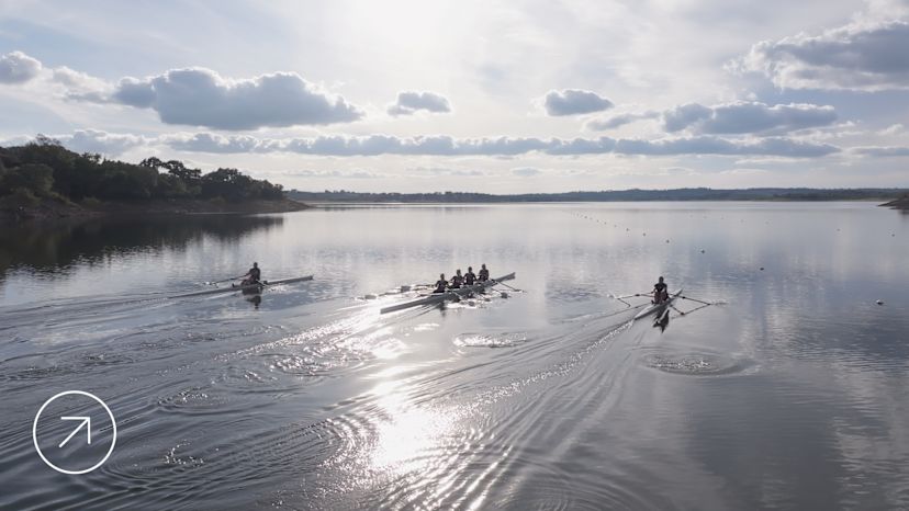 Hydrow Athletes row in Avis, Portugal.