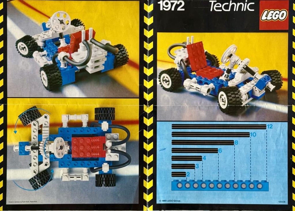 LEGO instruction booklet cover showing the Technic Go Kart from three different angles, highlighting the steering function with arrows