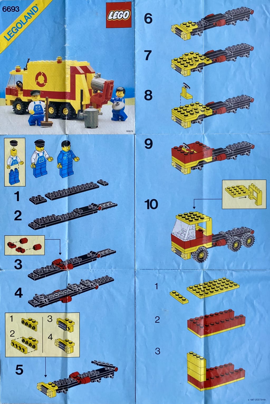 First page of the booklet with instructions for building the minifigures and steps 1 to 10