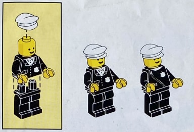 Instructions for building the two police minifigures