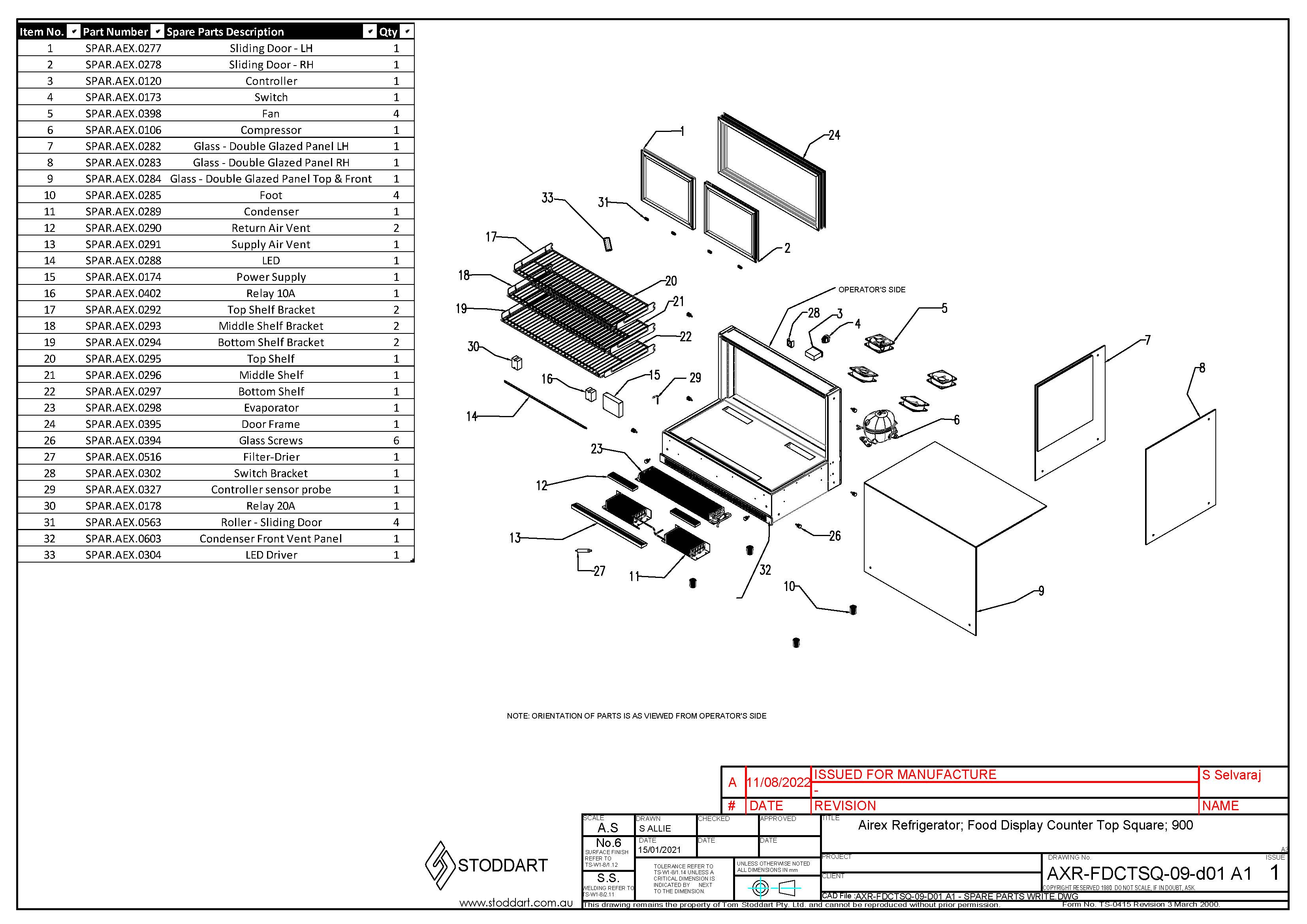 Spare Parts Drawing