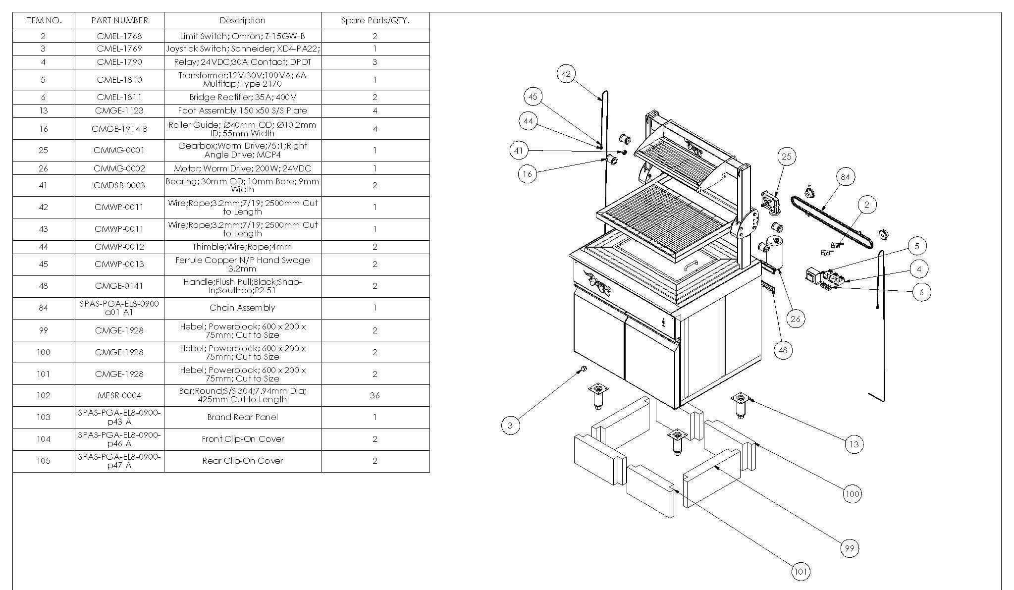 Spare Parts Drawing