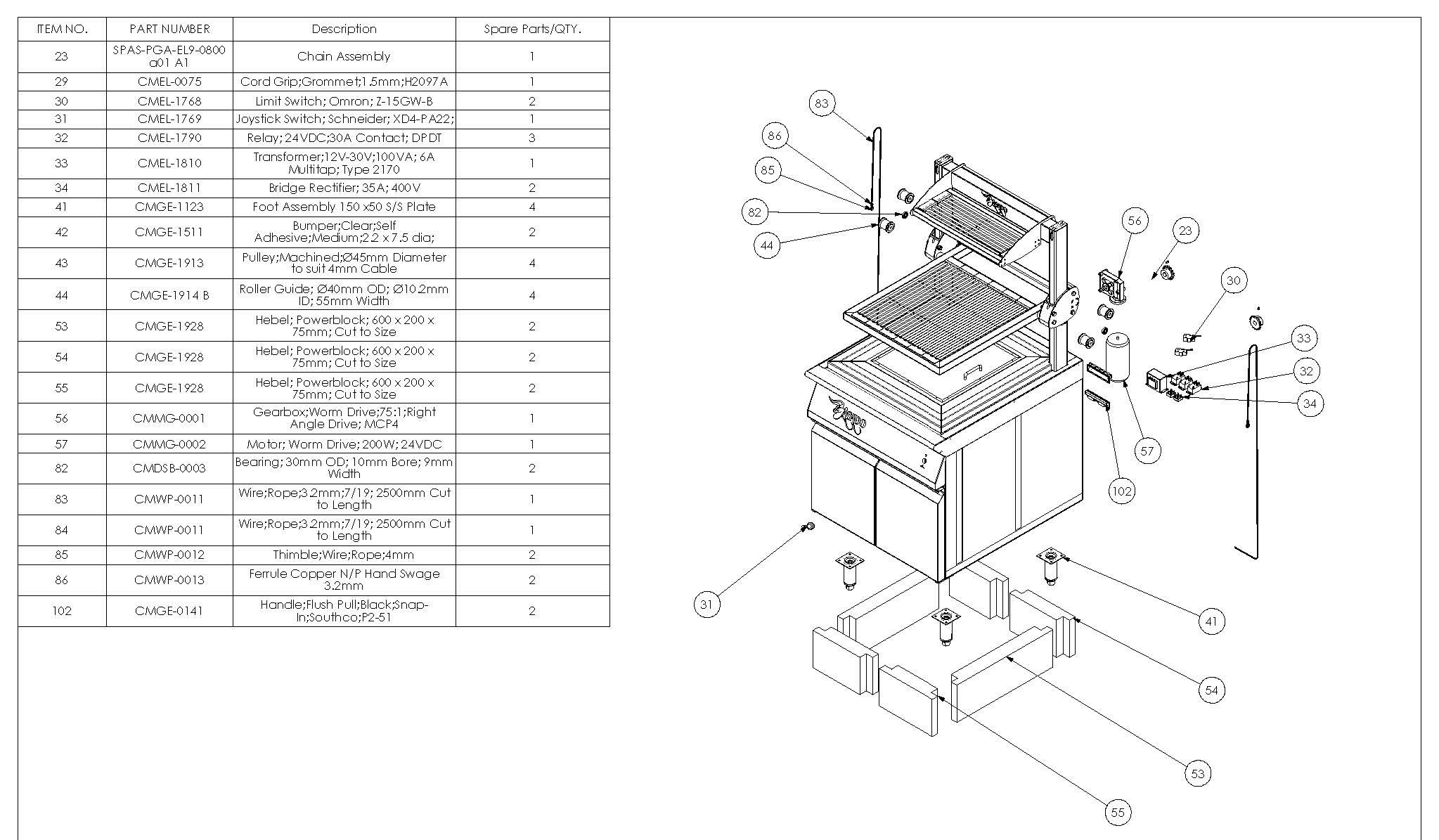 Spare Parts Drawing