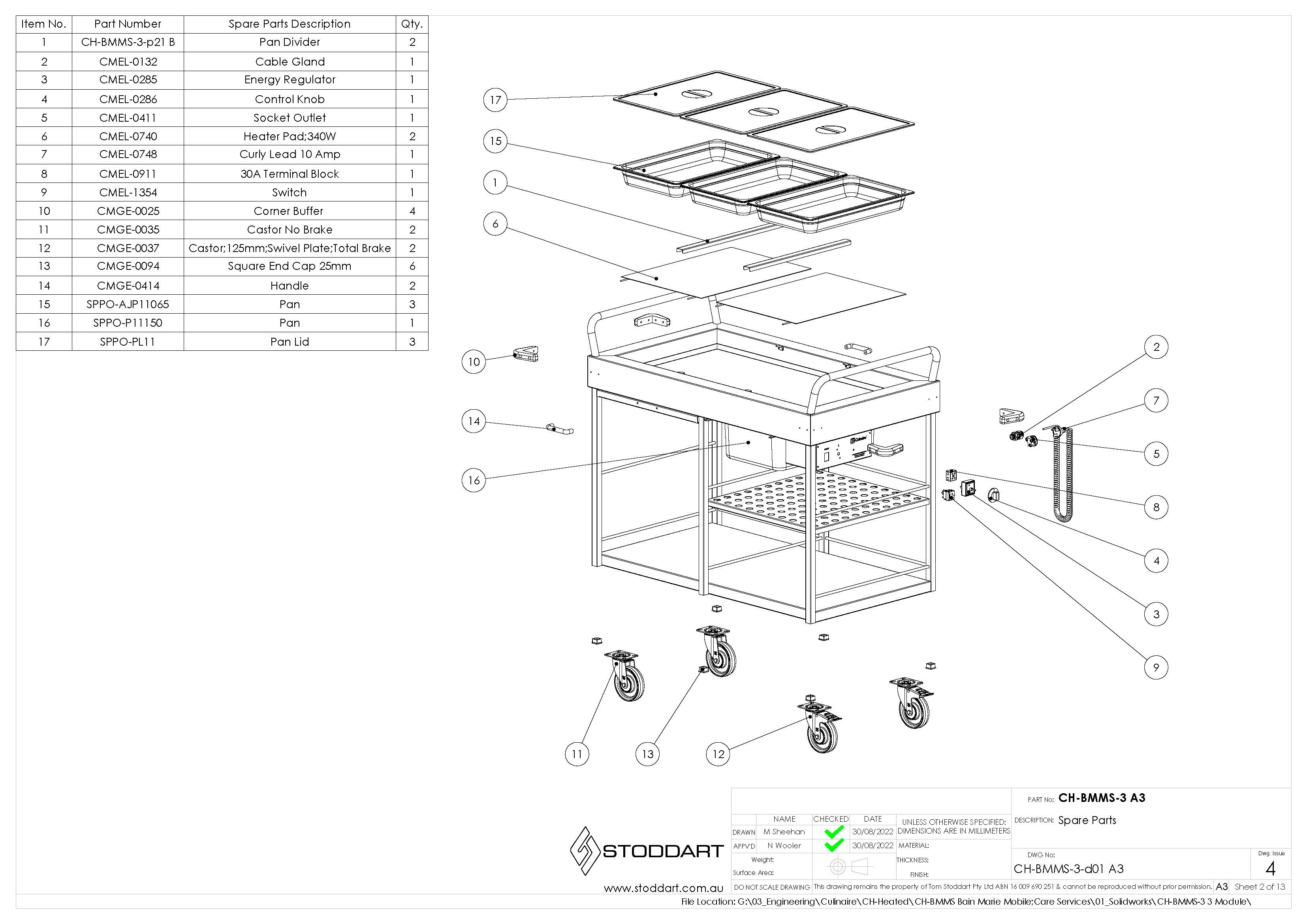 Spare Parts Drawing