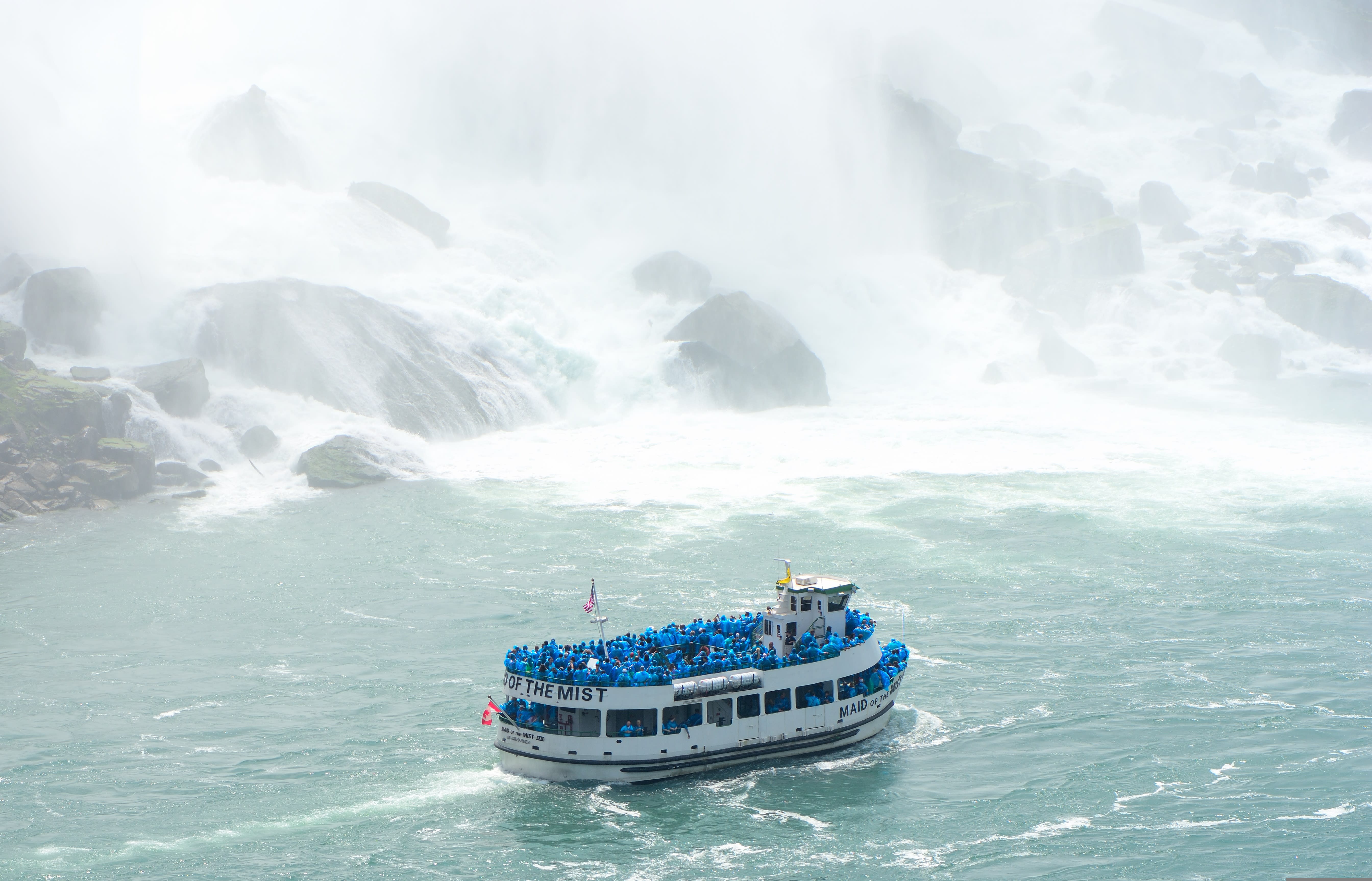 Maid of the Mist boat in the spray below Niagara Falls