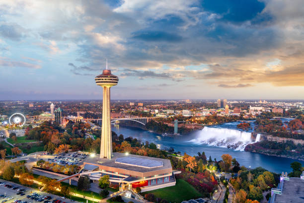 The Niagara skyline and river at the end of the day