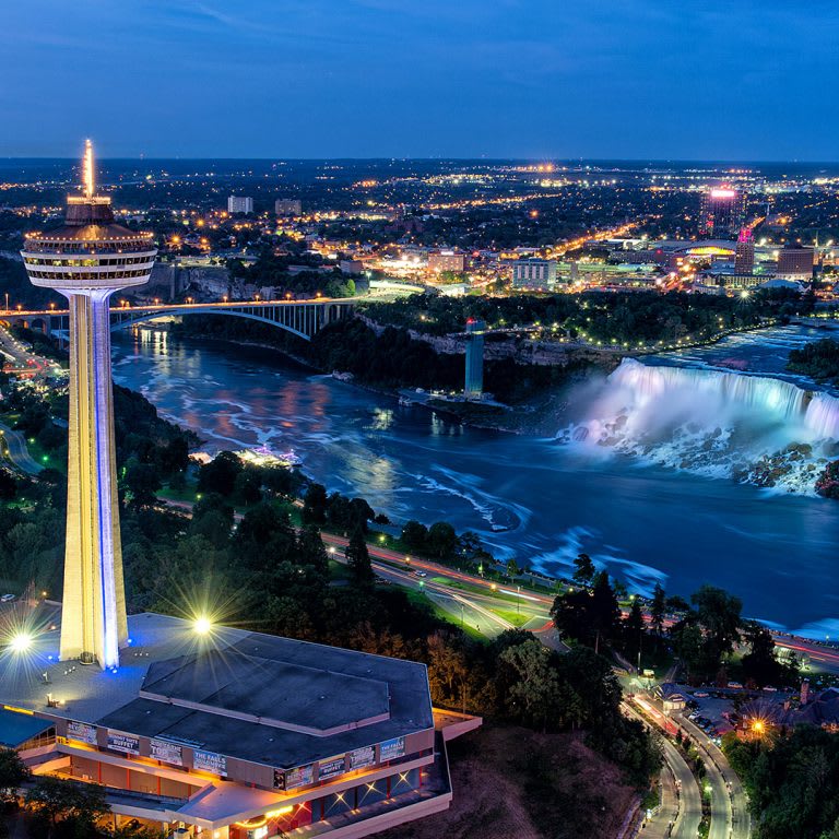 The Skylon Tower, where the tour meets