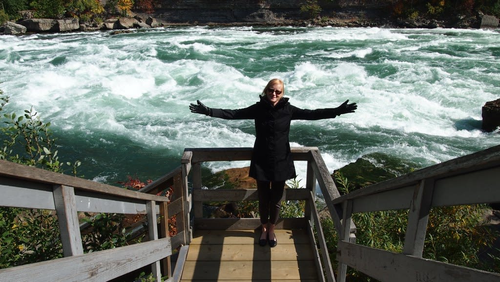 White Water Walk boardwalk alongside raging Niagara River rapids