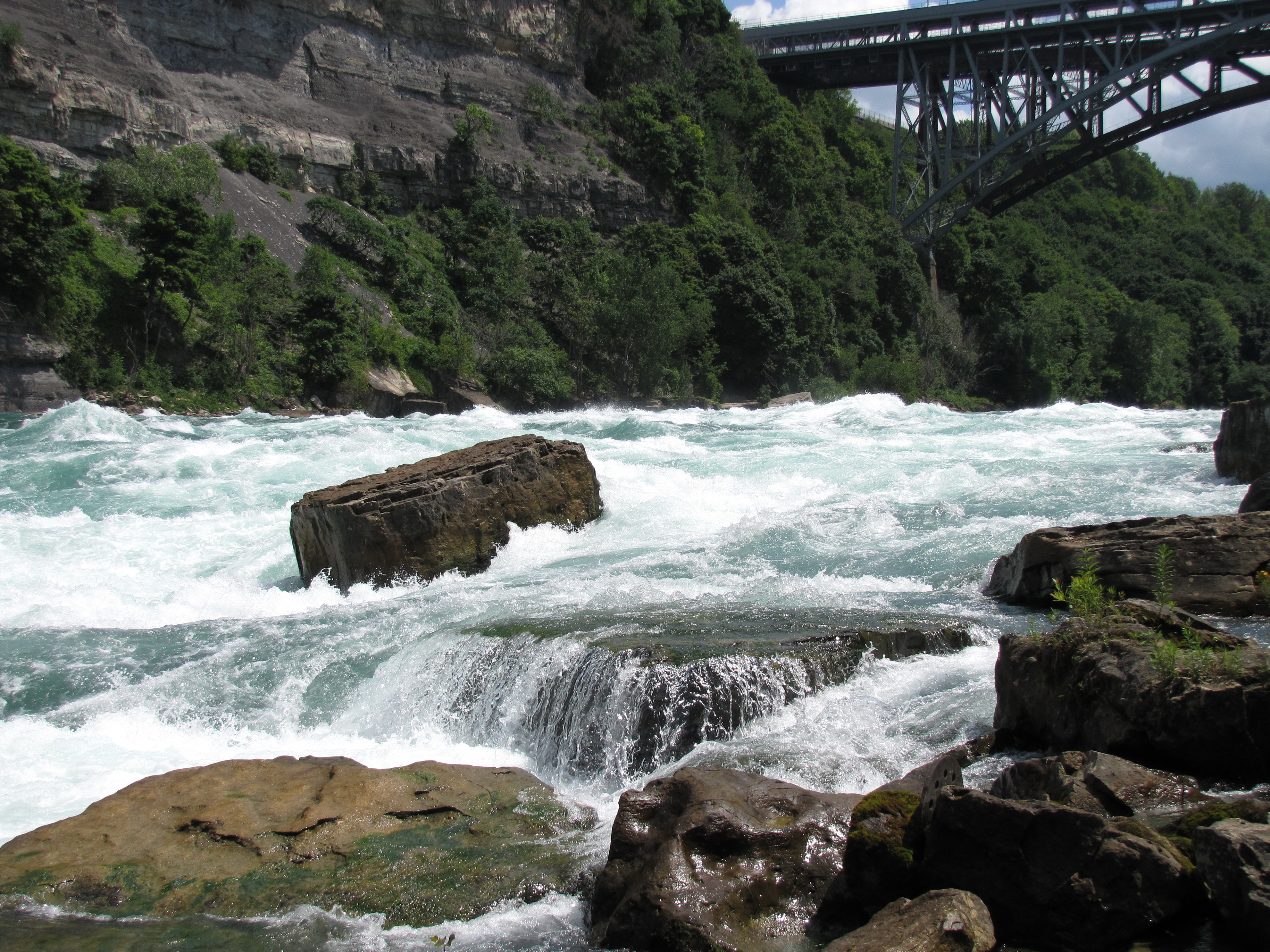 The Class 5 whitewater the jet boat runs through in the Niagara Gorge