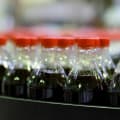 Coca-Cola bottles on the manufacturing line.