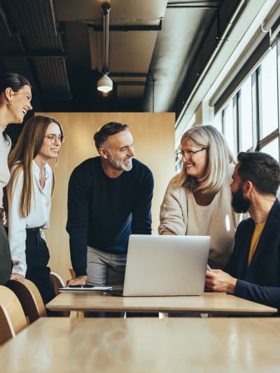 A group of people discussing