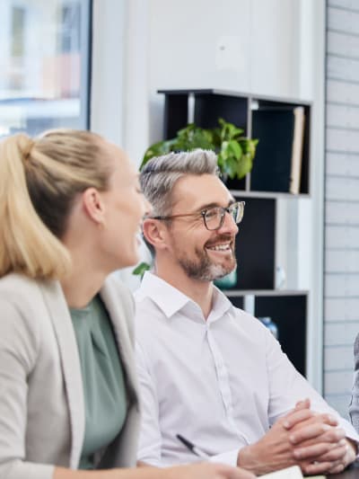 four coworkers conversing