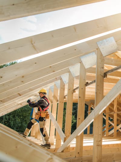 Construction work being performed, like that done by Hyland customer UFP Industries, Inc.