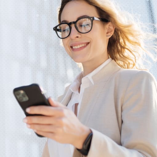 Remote worker checking her phone