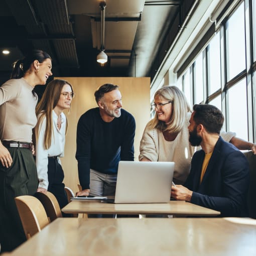 A group of people discussing