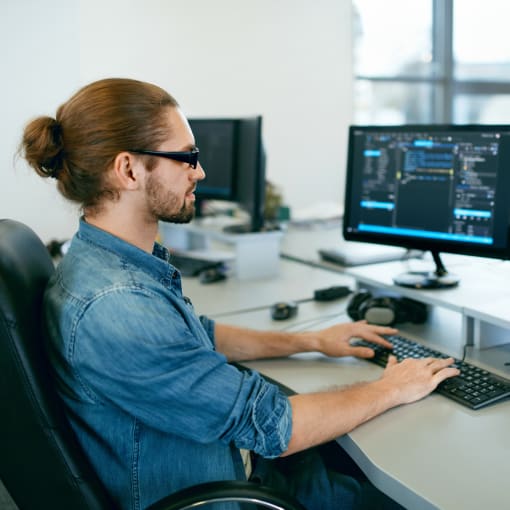 A person working on a computer