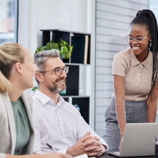 four coworkers conversing