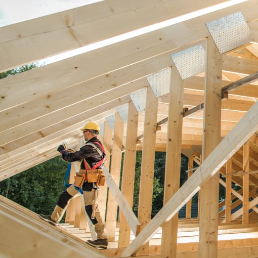 Construction work being performed, like that done by Hyland customer UFP Industries, Inc.