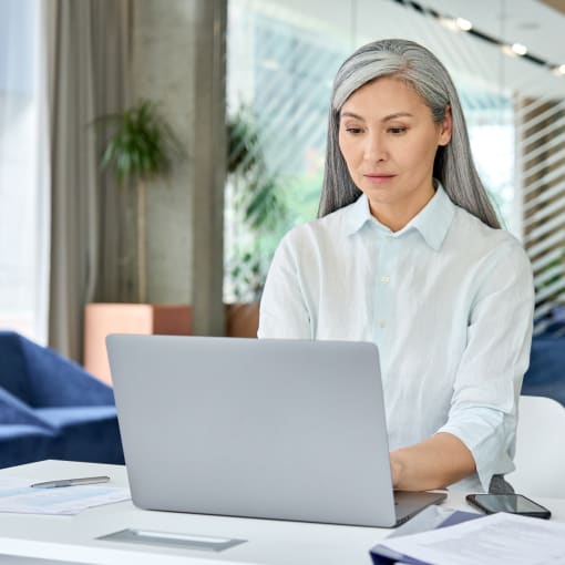 Woman working on laptop