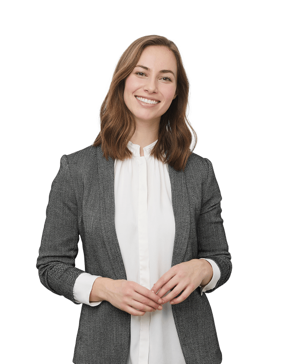 Smiling woman in grey blazer