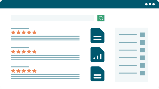 A depiction of the Hyland Enterprise Search interface with search results and different file formats. A depiction of the Hyland Enterprise Search interface with search results and different file formats.