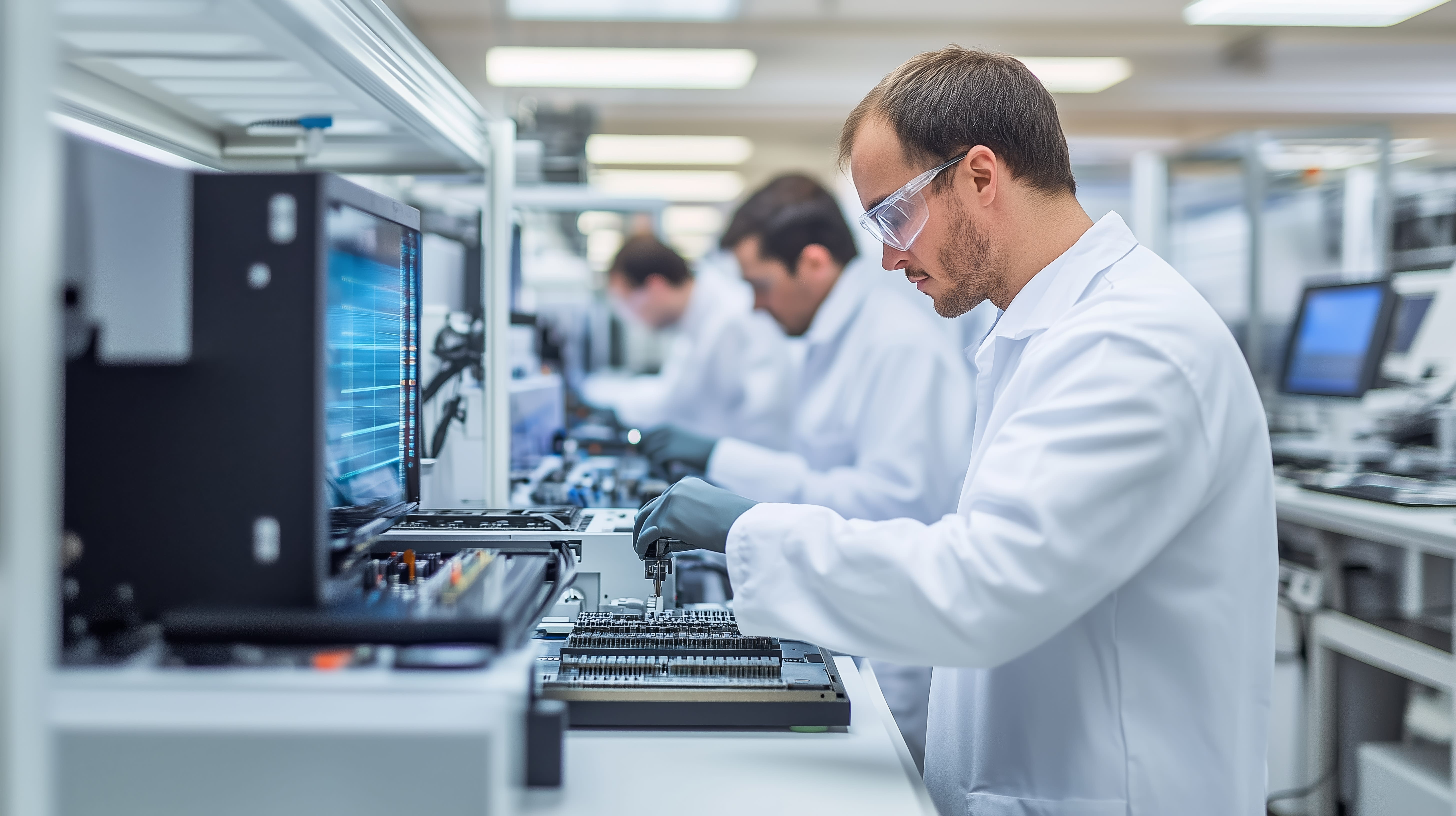 Researchers in a research center facility