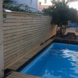 deck de madera para piscina deslizable