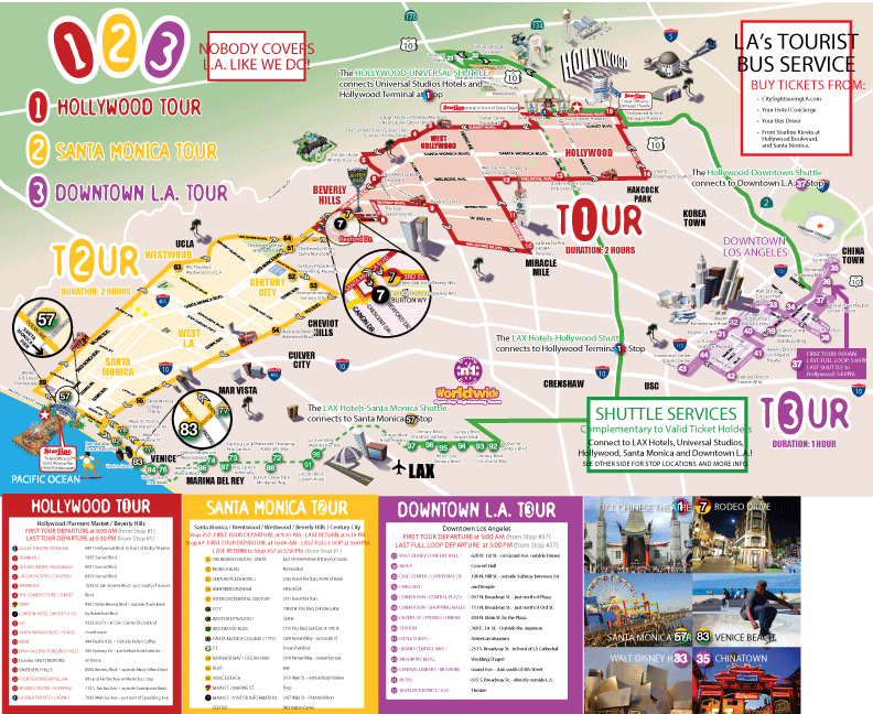 Hop On Hop Off Los Angeles Map New York Map Poster