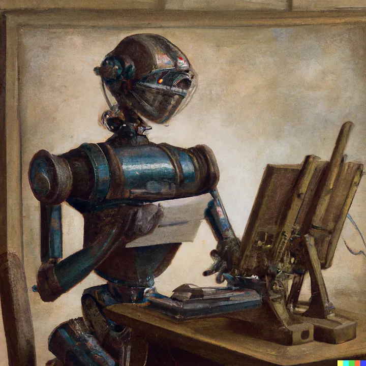 oil painting of a robot