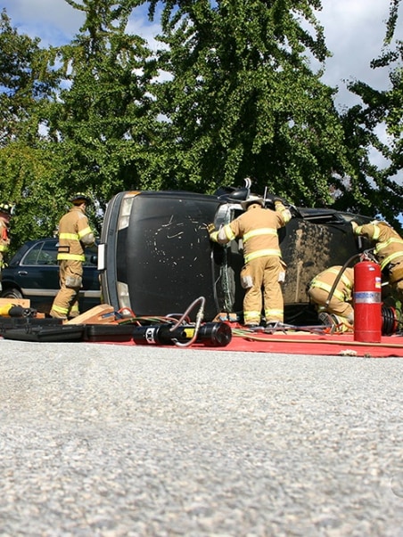 Car crash with firefighters