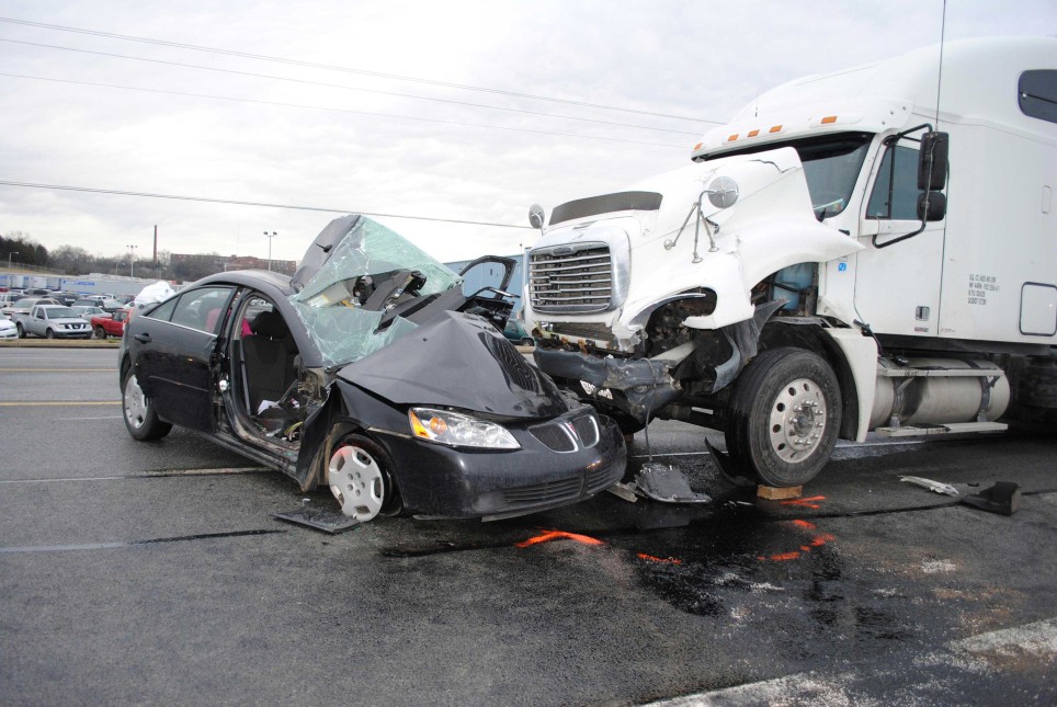 Truck and car collision