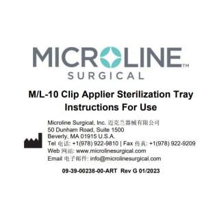 M/L-10 Clip Applier Sterilization Tray Instructions For Use