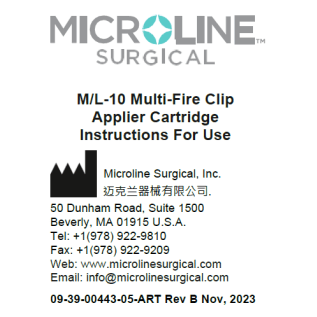 M/L-10 Multi-Fire Clip Applier Cartridge Instructions For Use