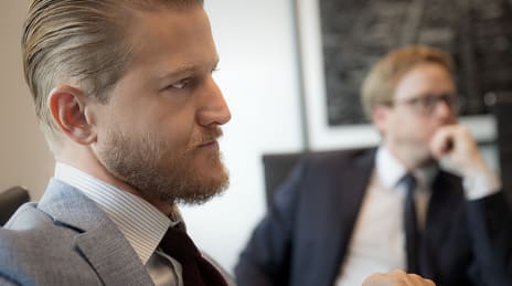 Dunn Sheehan attorney Blake Brownshadel in meeting