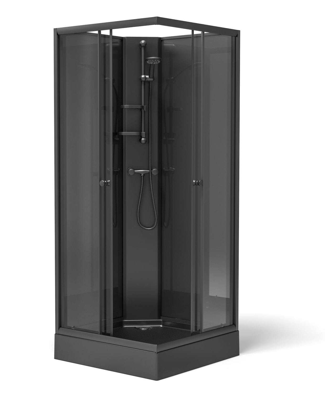 Hyttedusj 80x80cm m/blandebatteri sort