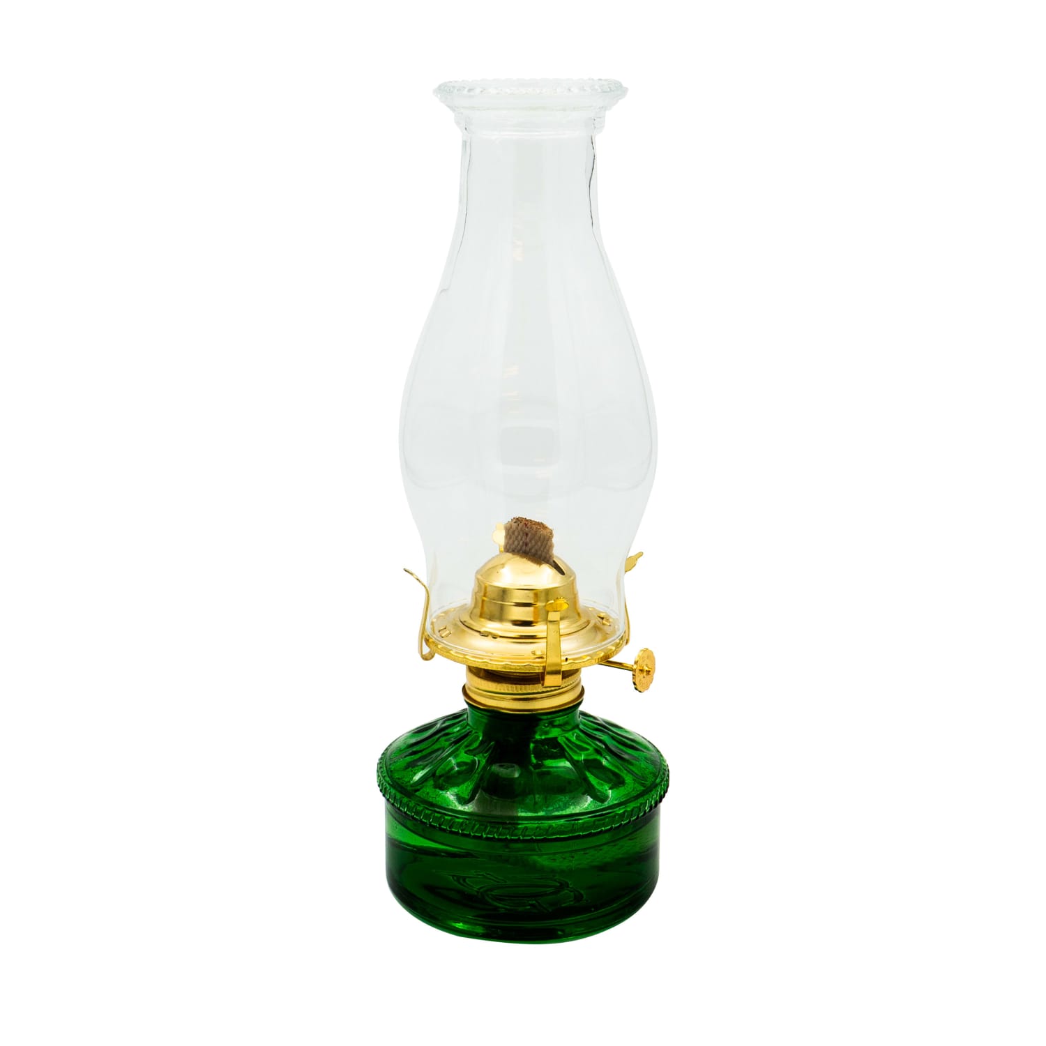 Parafinlampe bord, m/grønt glass