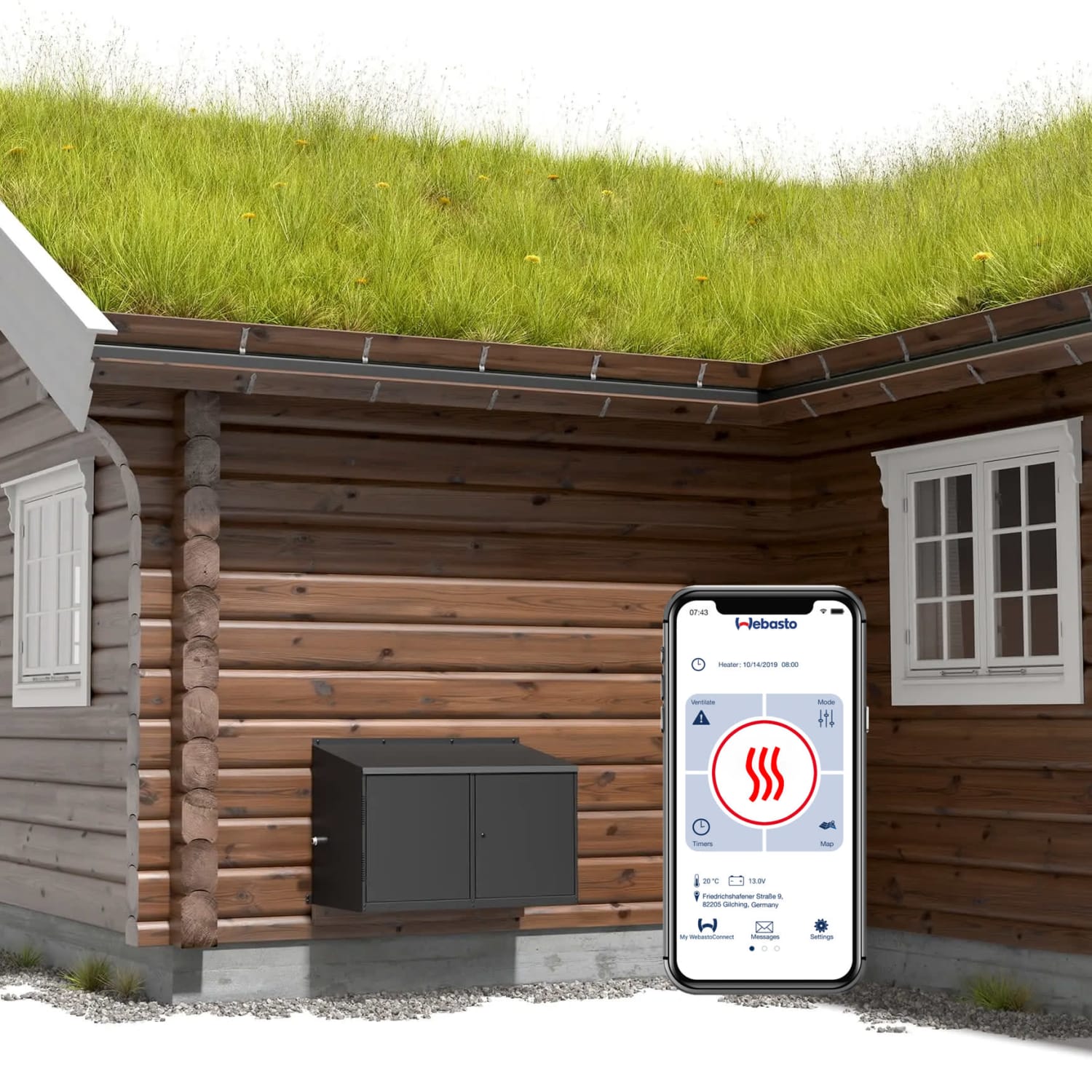 Webasto hyttevarmer 4kW m/fjernstyring og skap