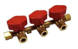 Blokkventil 3 uttak 3/8"
