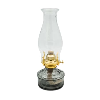 Parafinlampe bord m/sotet glass