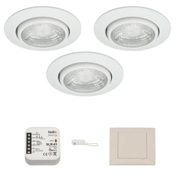 Lyspakke 3 spotter m/trådløs dimmer for 12V