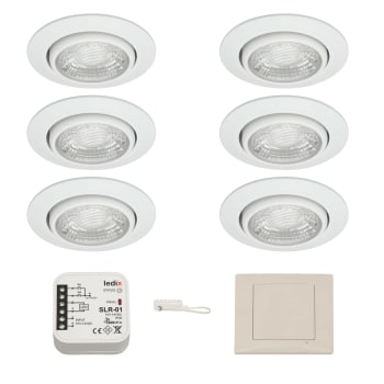 Lyspakke 6 spotter m/trådløs dimmer for 12V