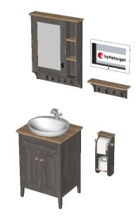 Utstillingspakke Antikgrå Baderomsmøbler,