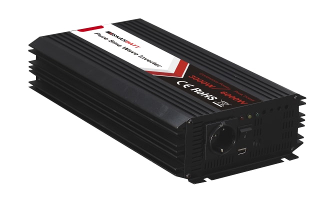 Inverter 12V 3000W Ren sinus m/fjernkontroll